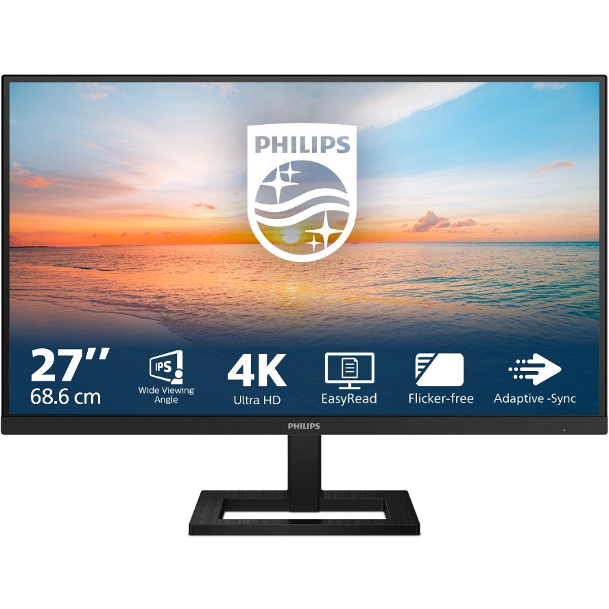 68,6cm/27" (3840x2160) Philips 27E1N1900AE 16:9 4K UHD IPS HDR10 4ms 60Hz 2xHDMI USB-C Speaker Black