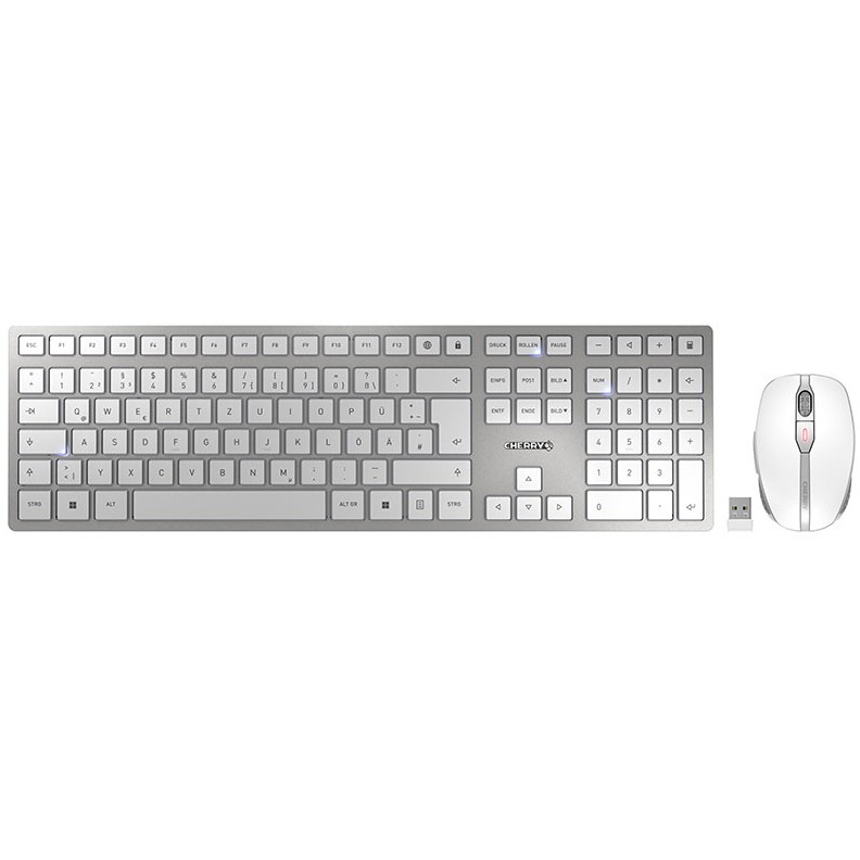 Cherry DW 9100 Slim - Tastatur-und-Maus-Set wireless white/silver QWERTZ DE